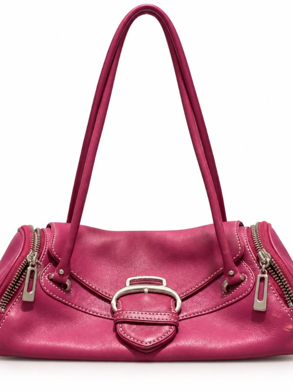 Vintage Y2K Cole Haan Alexa F04 Fuchsia Leather Barrel Bag